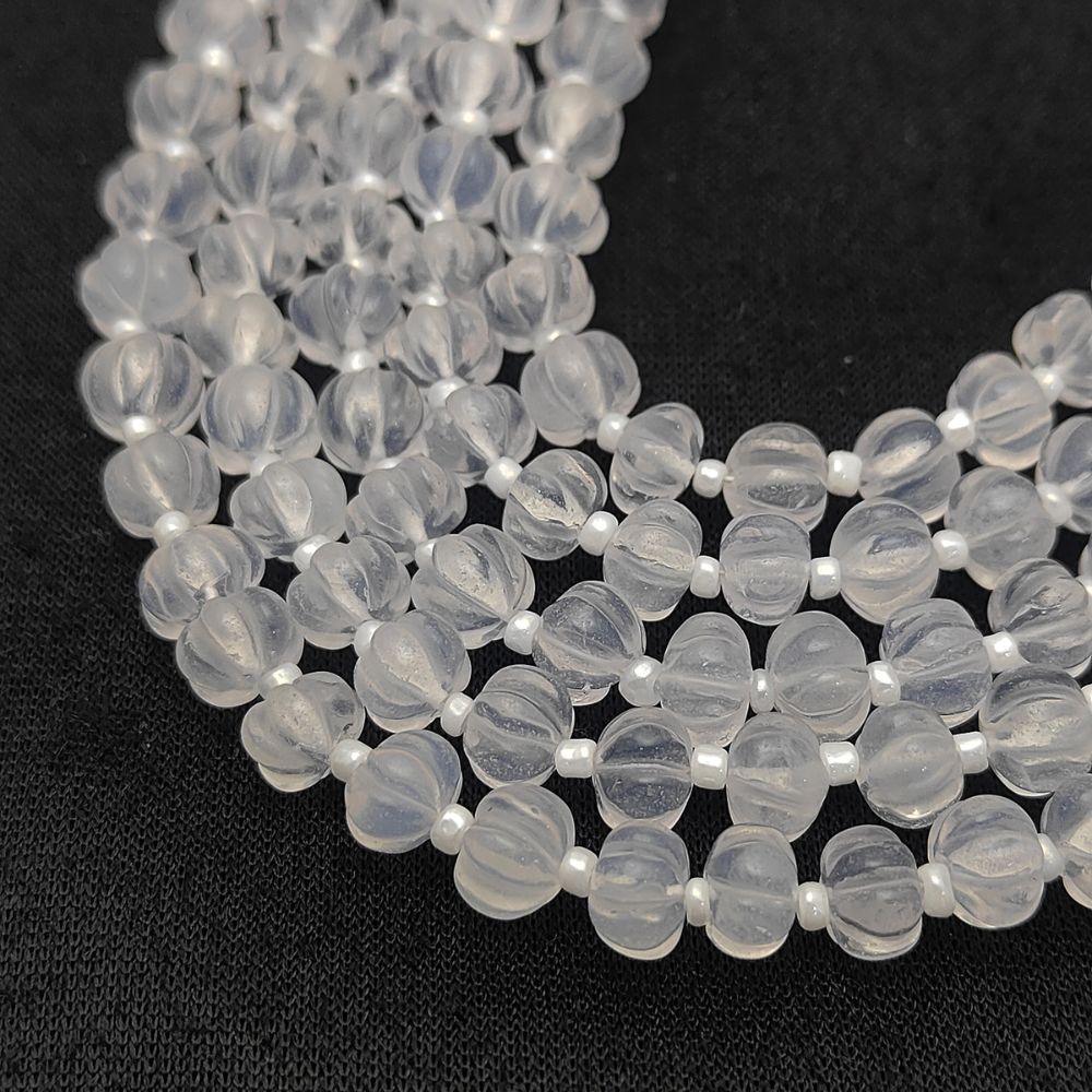 Clear Ice Quartz Pumpkin Beads – Perfect for Jewelry Making & Craft Projects