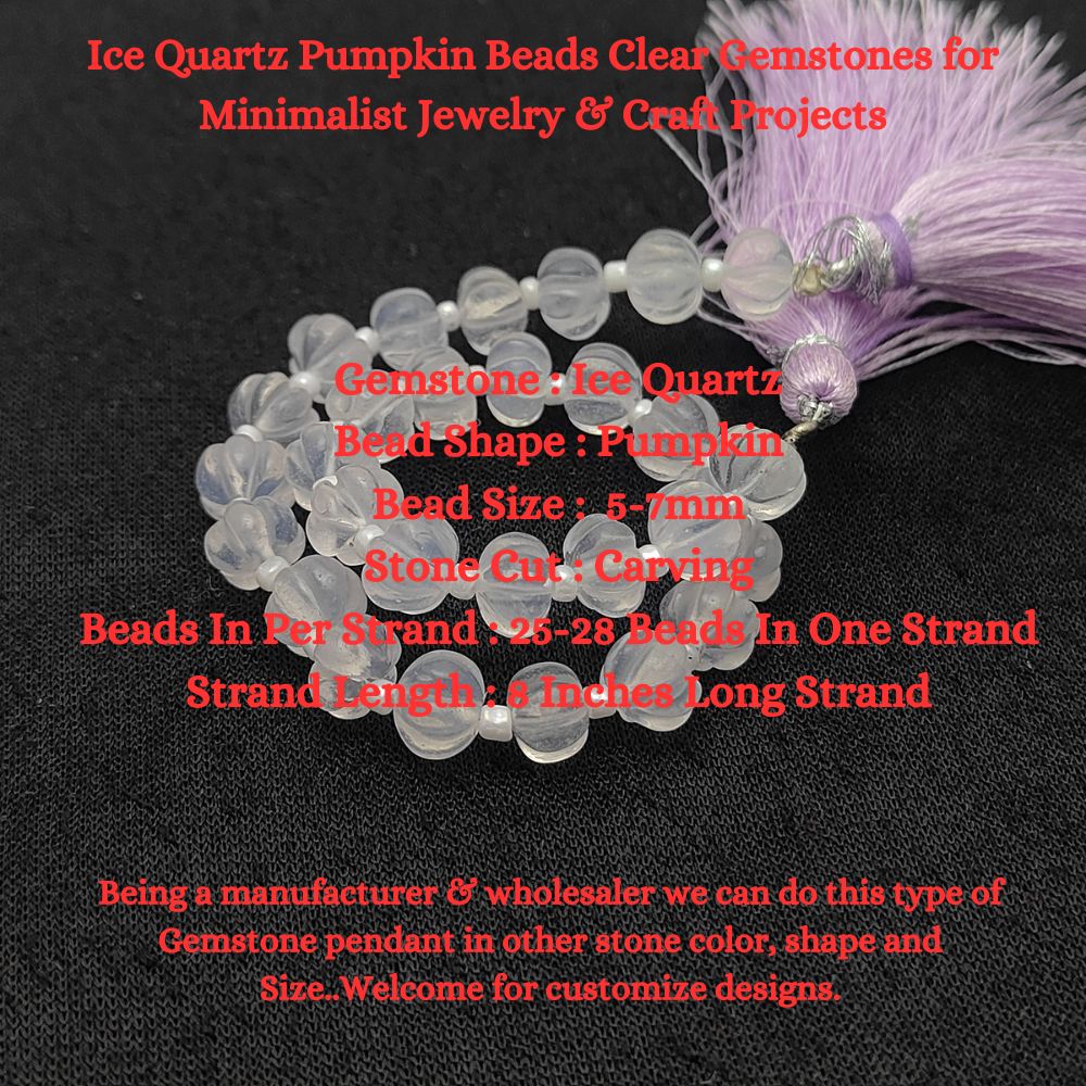 Ice Quartz Pumpkin Beads – Crystal Clear Gemstones for Elegant Crafting & Jewelry