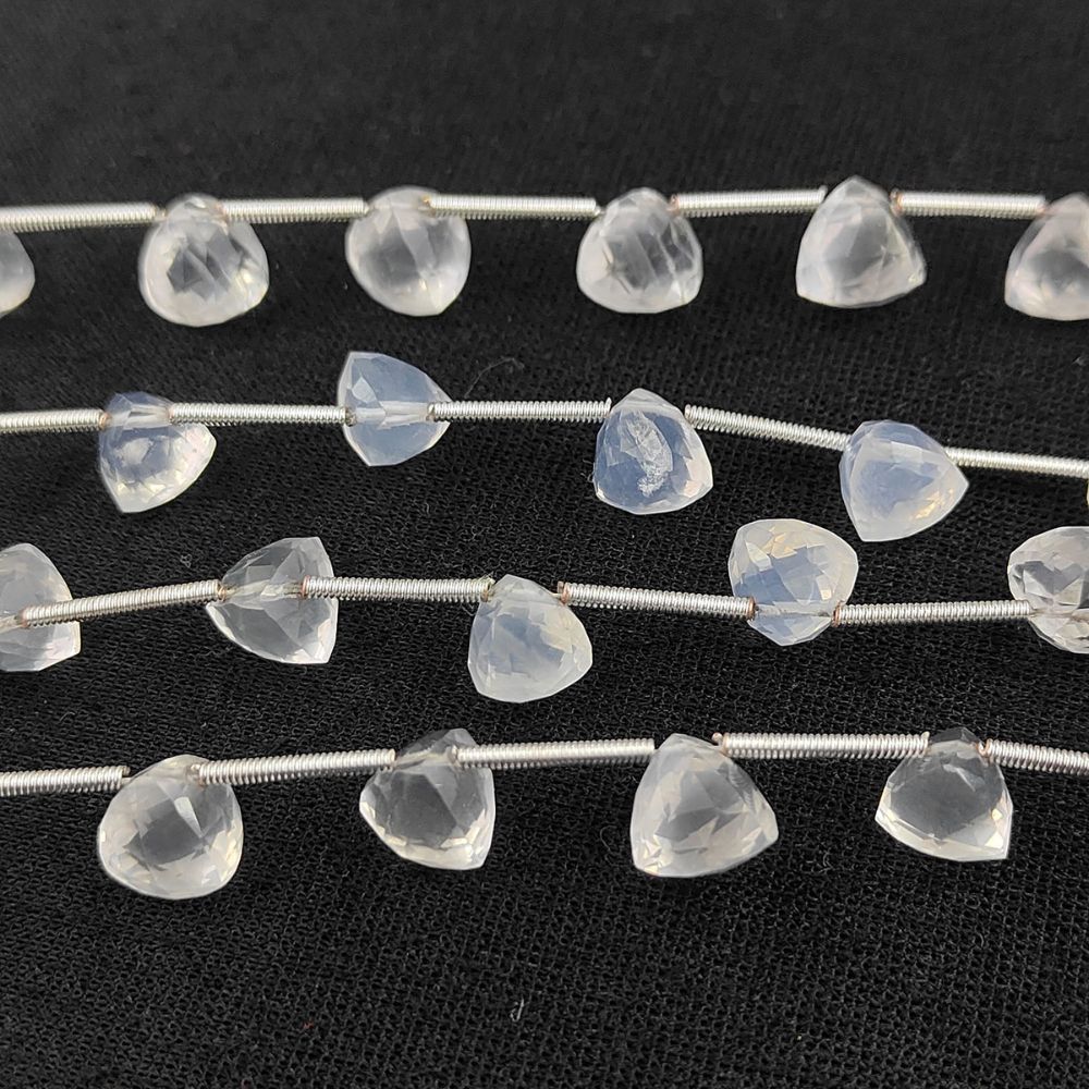 Natural Ice Quartz Faceted Beads – Trillion Cut Crystal Stones