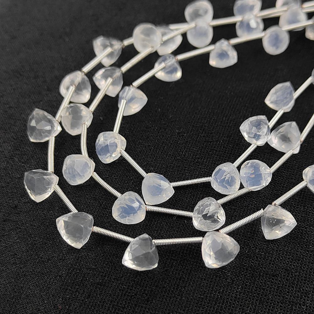 Crystal Clear Ice Quartz Beads – Trillion Faceted Loose Gemstones