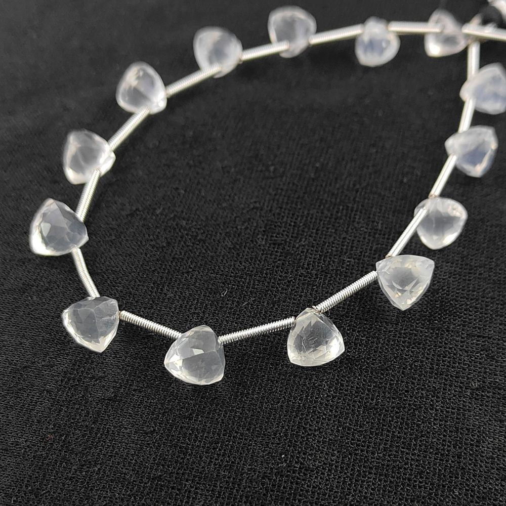 Ice Quartz Trillion Cut Faceted Beads Elegant Crystal Clear Gemstones