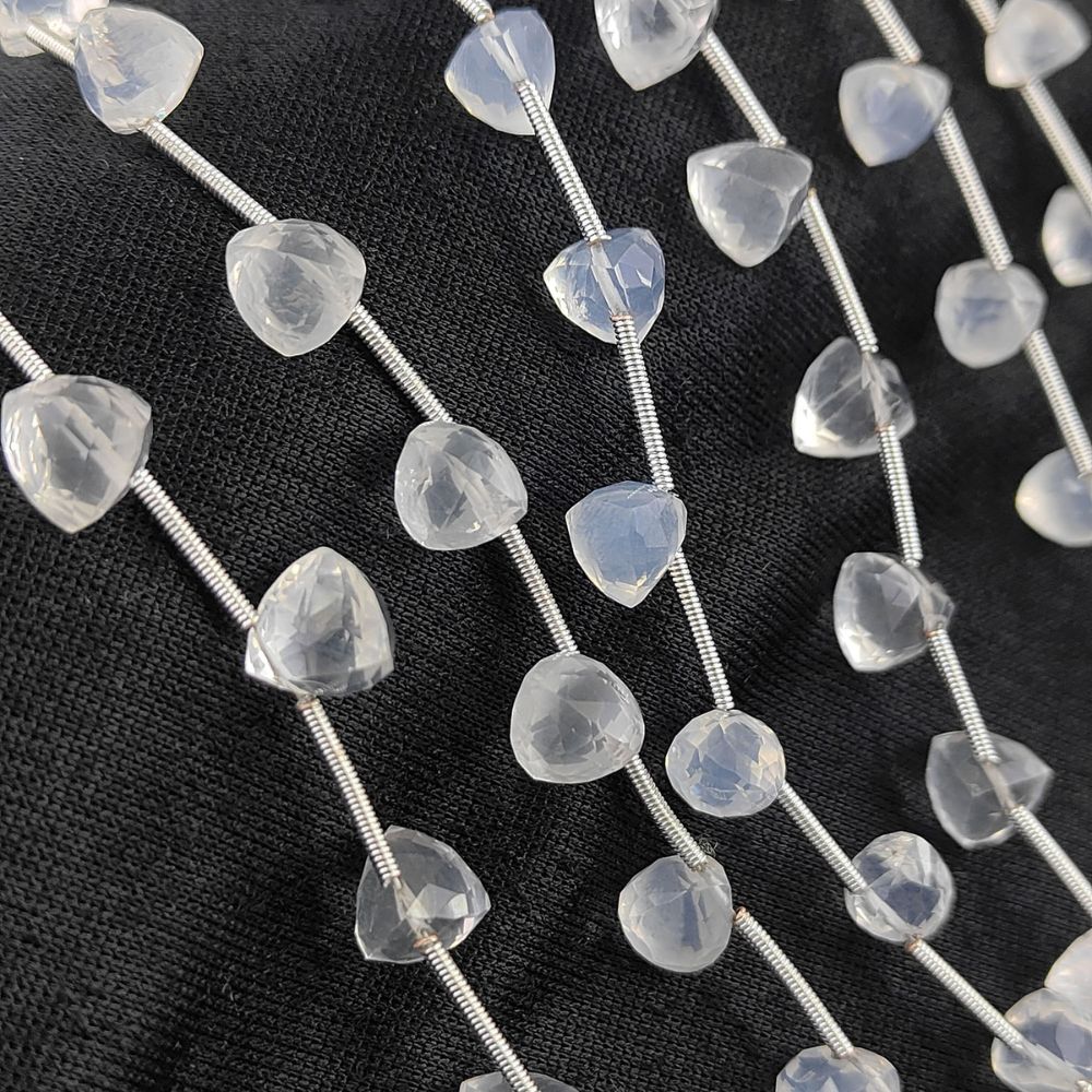 Ice Quartz Trillion Cut Faceted Beads Elegant Crystal Clear Gemstones