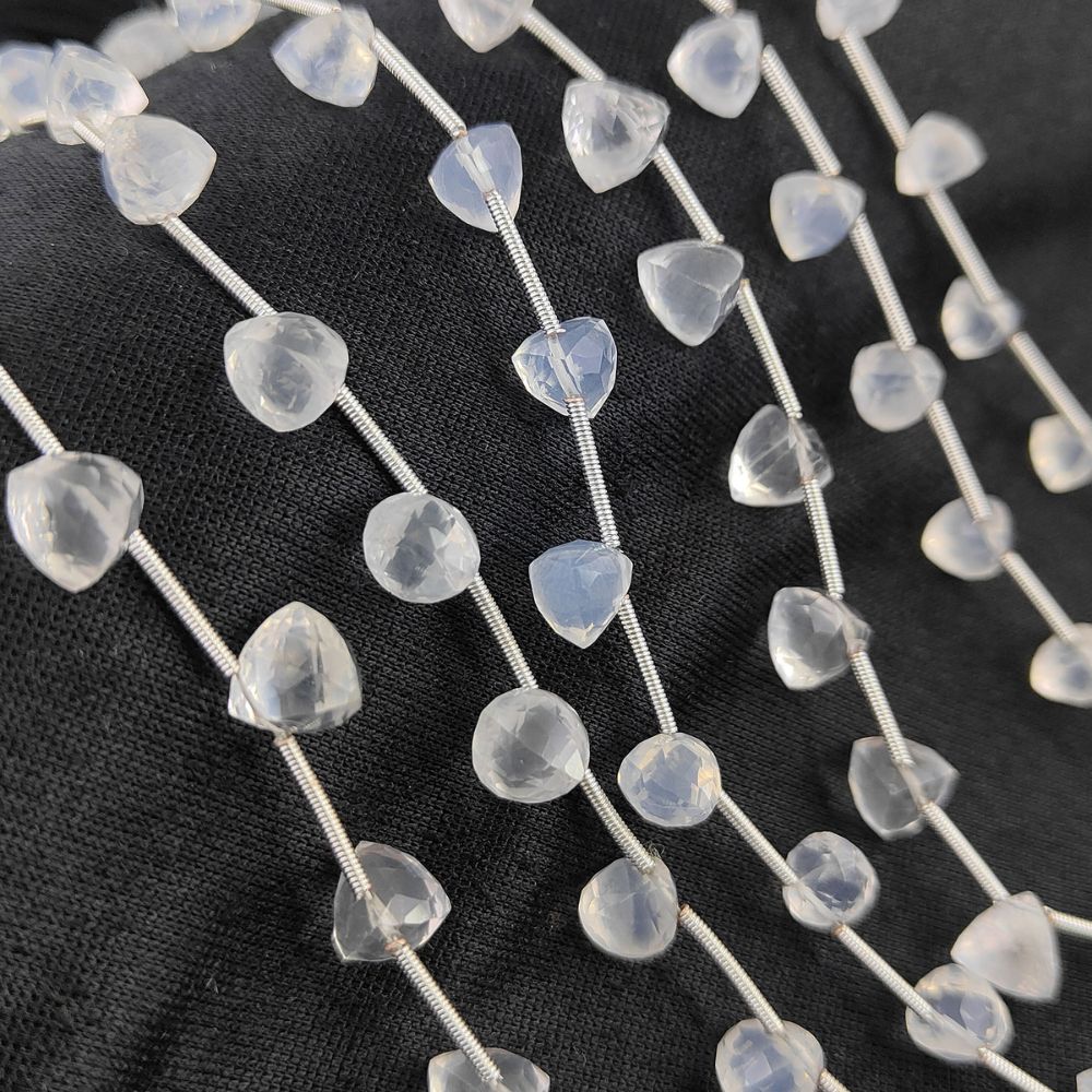 Ice Quartz Trillion Cut Faceted Beads Elegant Crystal Clear Gemstones