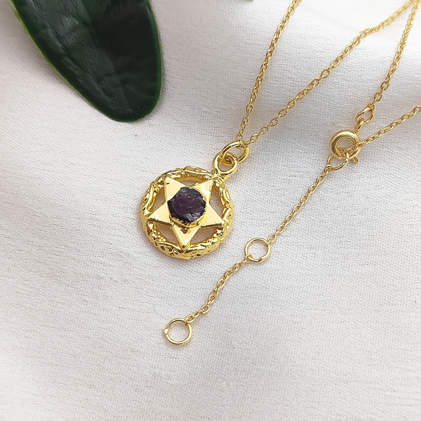 Handmade Gold Plated Garnet North Star Necklace Minimalist Layering Jewelry for Women