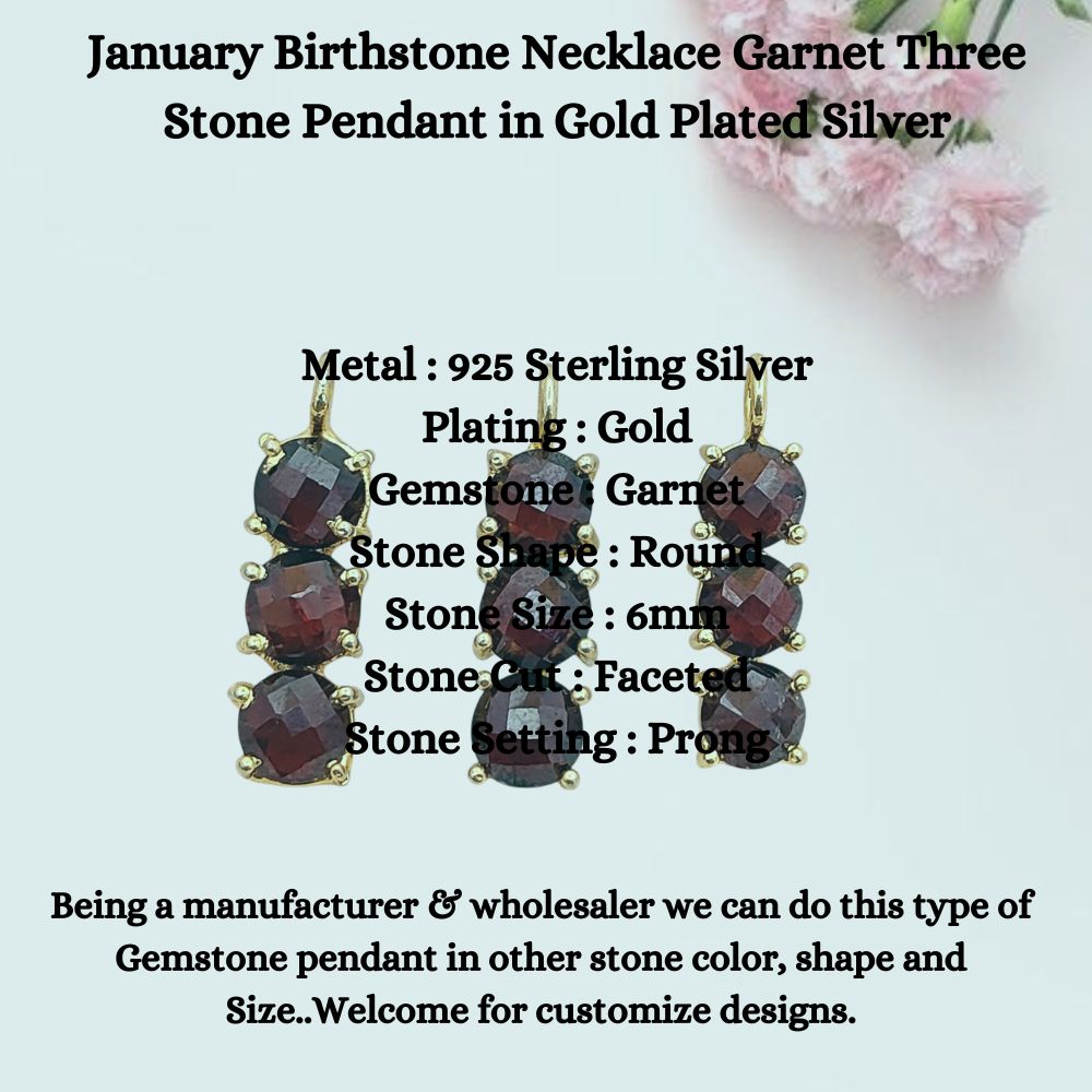 Handmade January birthstone necklace with garnet gemstones