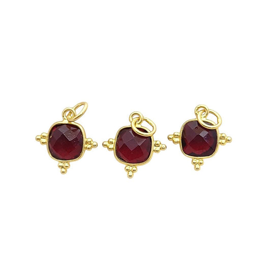 8mm Cushion Cut Garnet Pendant - January Birthstone in Gold Plated Sterling Silver
