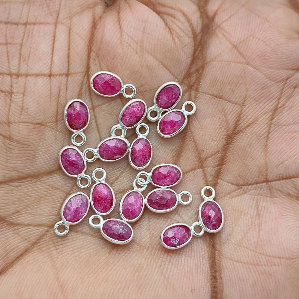 Dainty Ruby Birthstone Necklace in Silver