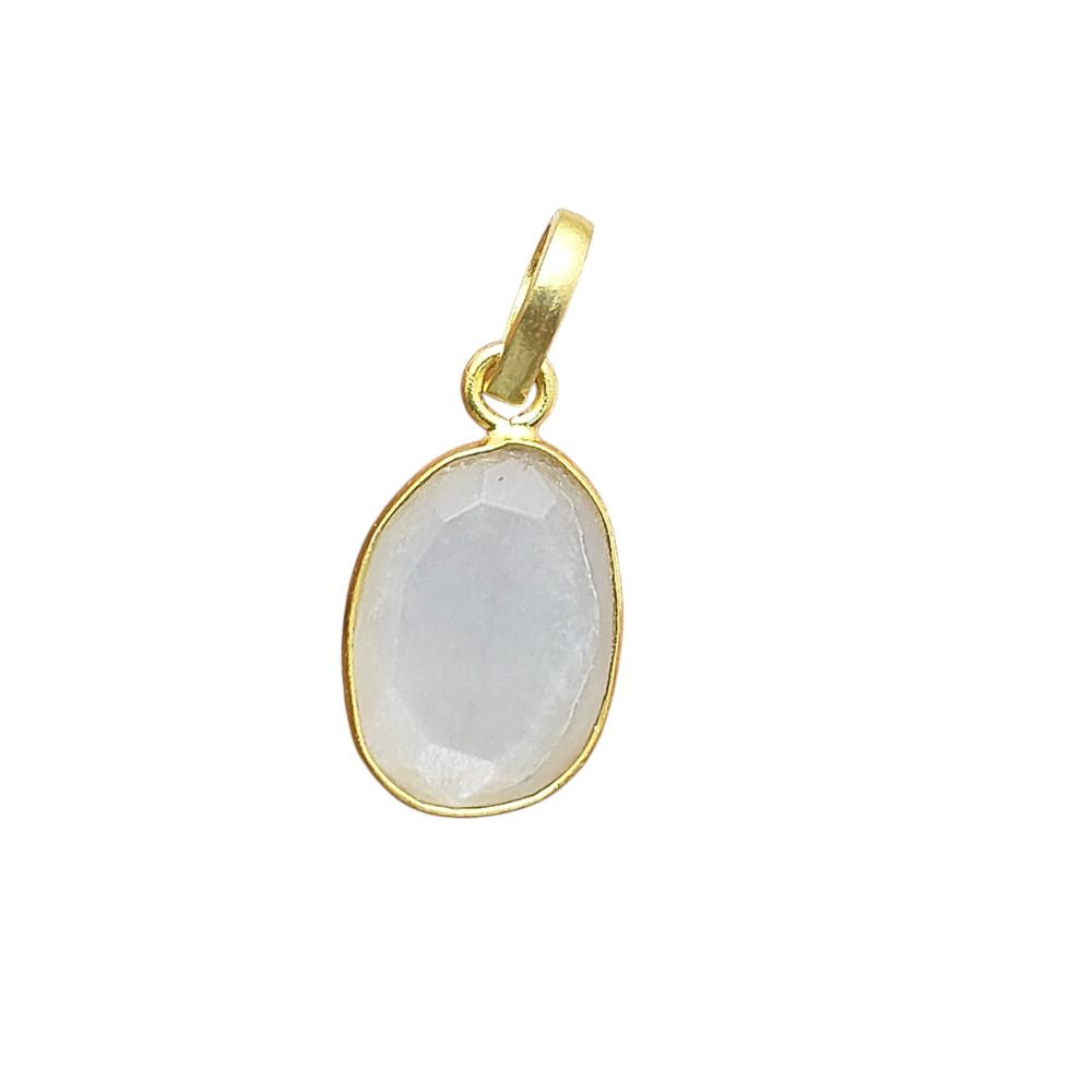 June Birthstone 10-15mm Uneven Shape White Moonstone Pendant Gold/Silver Plated Handmade Charms
