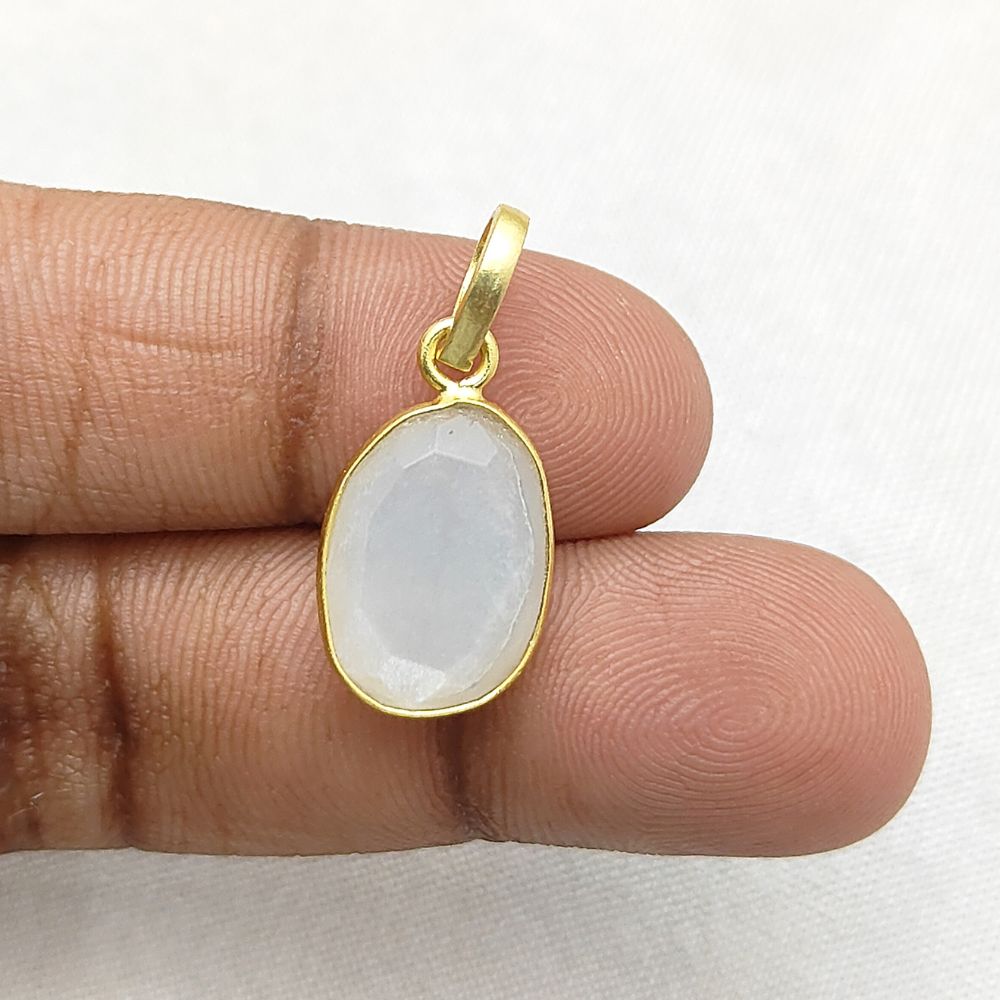 June Birthstone 10-15mm Uneven Shape White Moonstone Pendant Gold/Silver Plated Handmade Charms