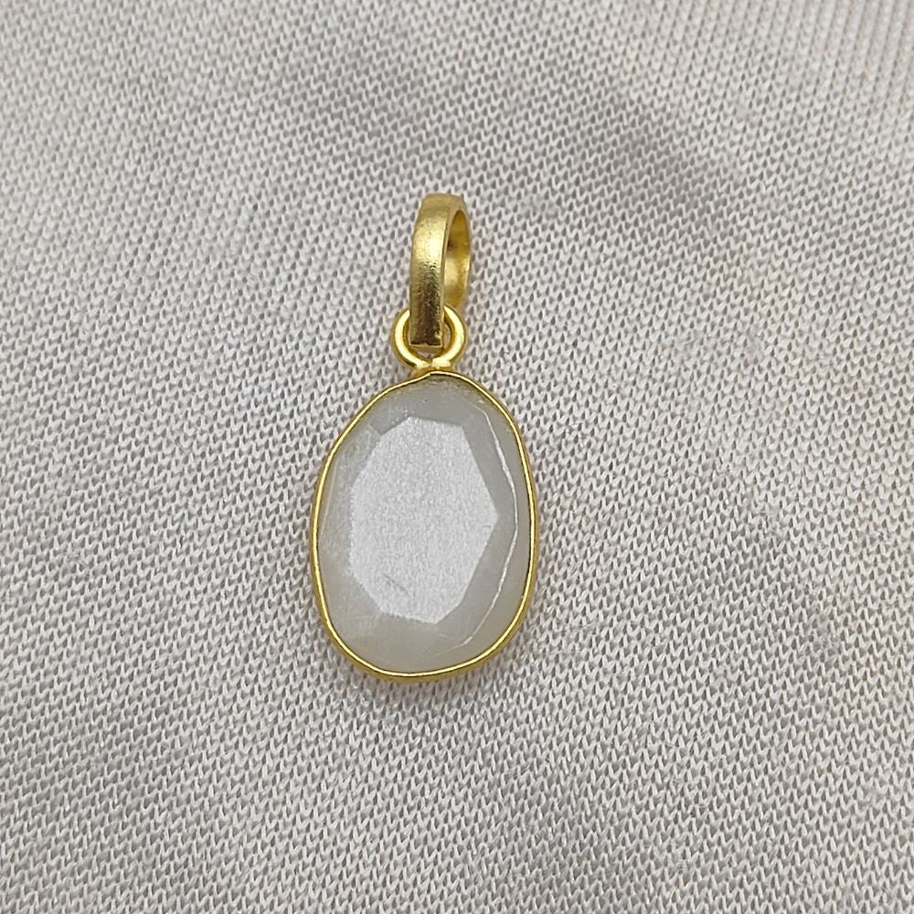 June Birthstone 10-15mm Uneven Shape White Moonstone Pendant Gold/Silver Plated Handmade Charms