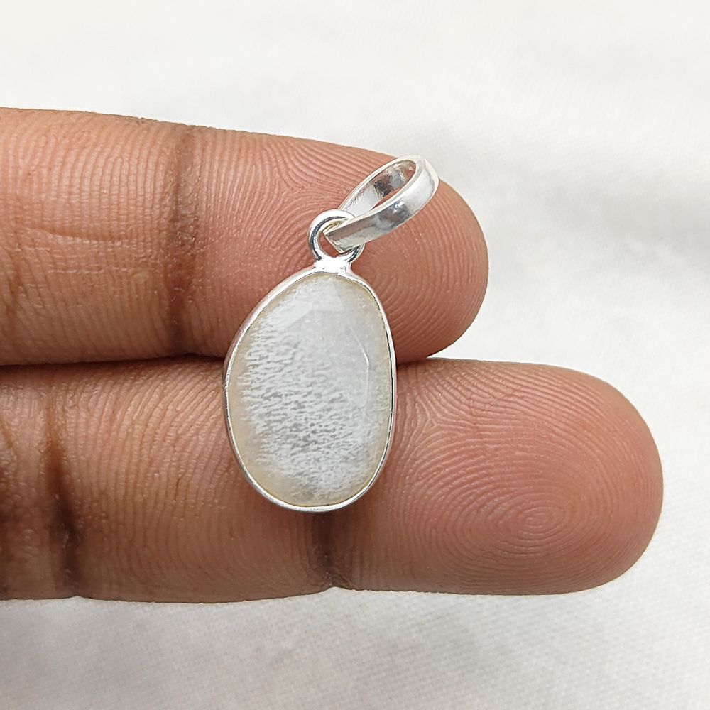 June Birthstone 10-15mm Uneven Shape White Moonstone Pendant Gold/Silver Plated Handmade Charms