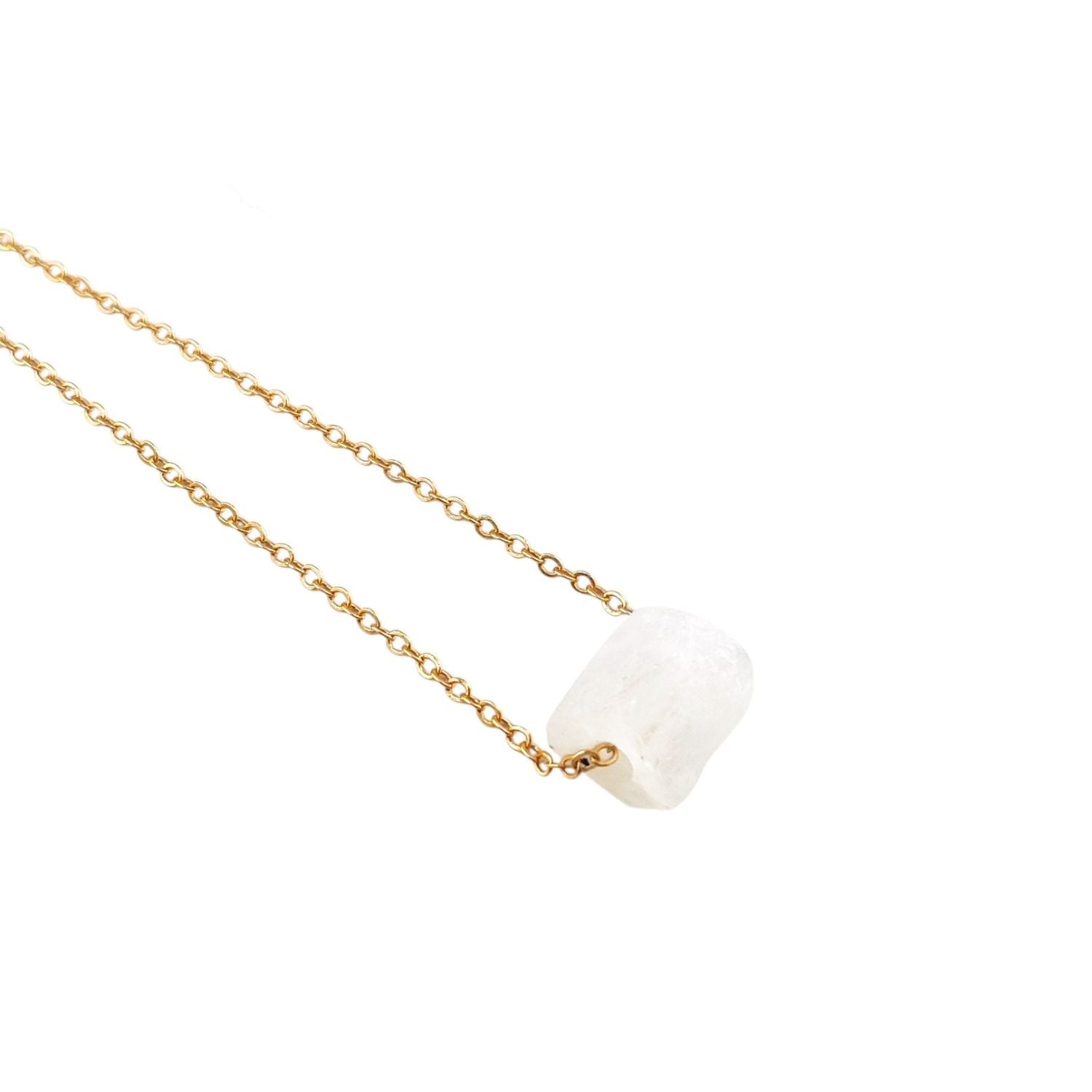 June Birthstone Necklace – Gold Plated Rainbow Moonstone Pendant