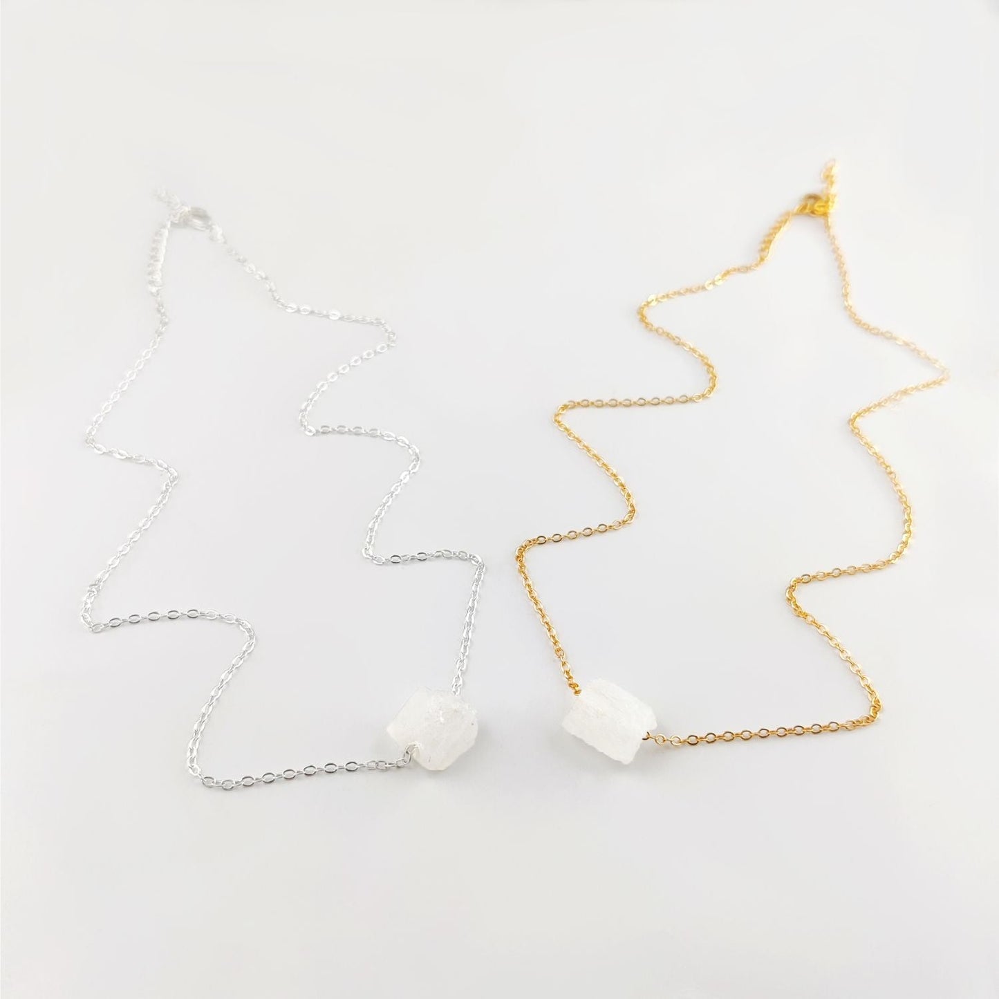 Gold Plated Moonstone Necklace – Dainty Crystal Pendant for Her