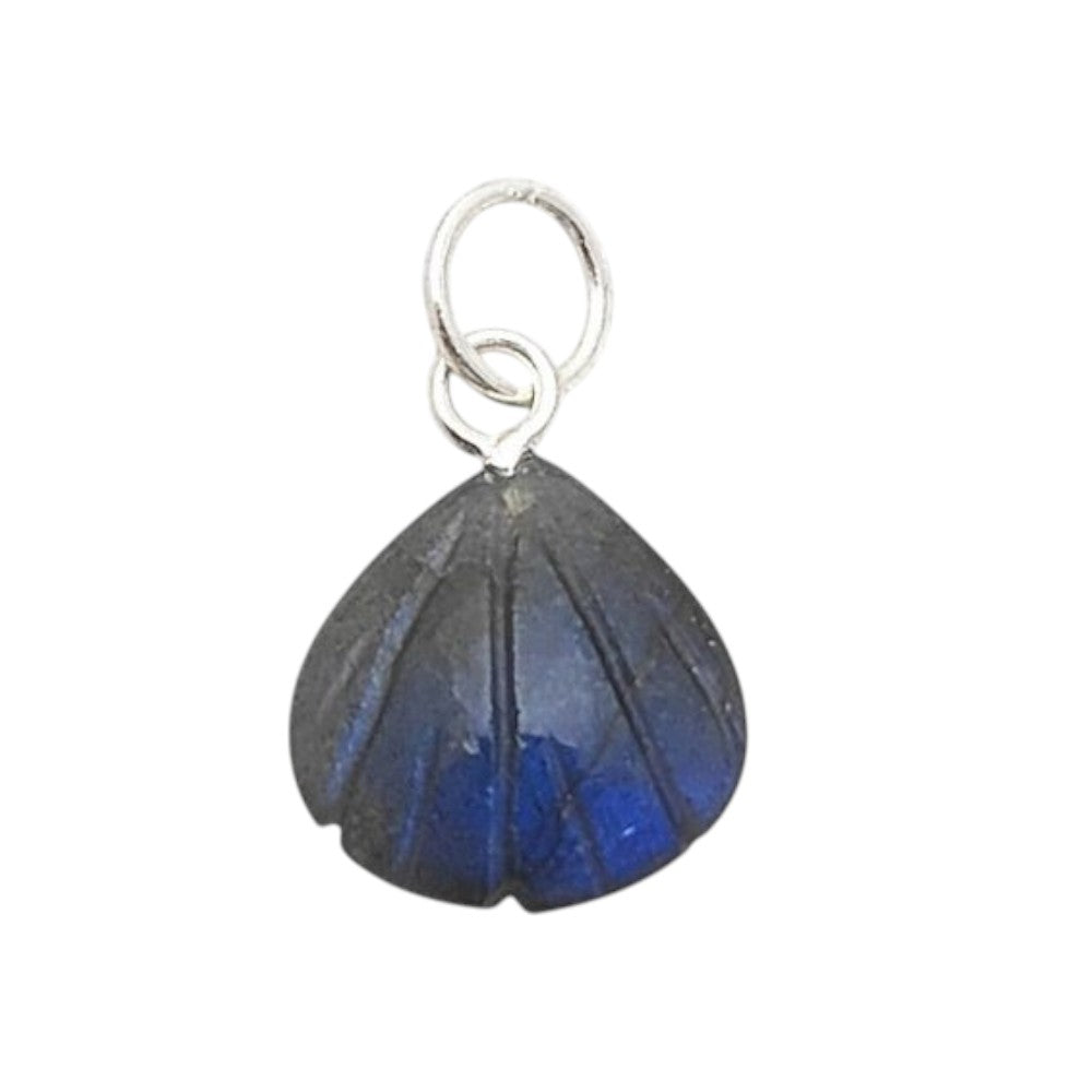Heart Shape Blue Fire Labradorite Gemstone Seashell Pendant 18k Gold Plated Sterling Silver Handmade Jewelry- Selling Per Piece