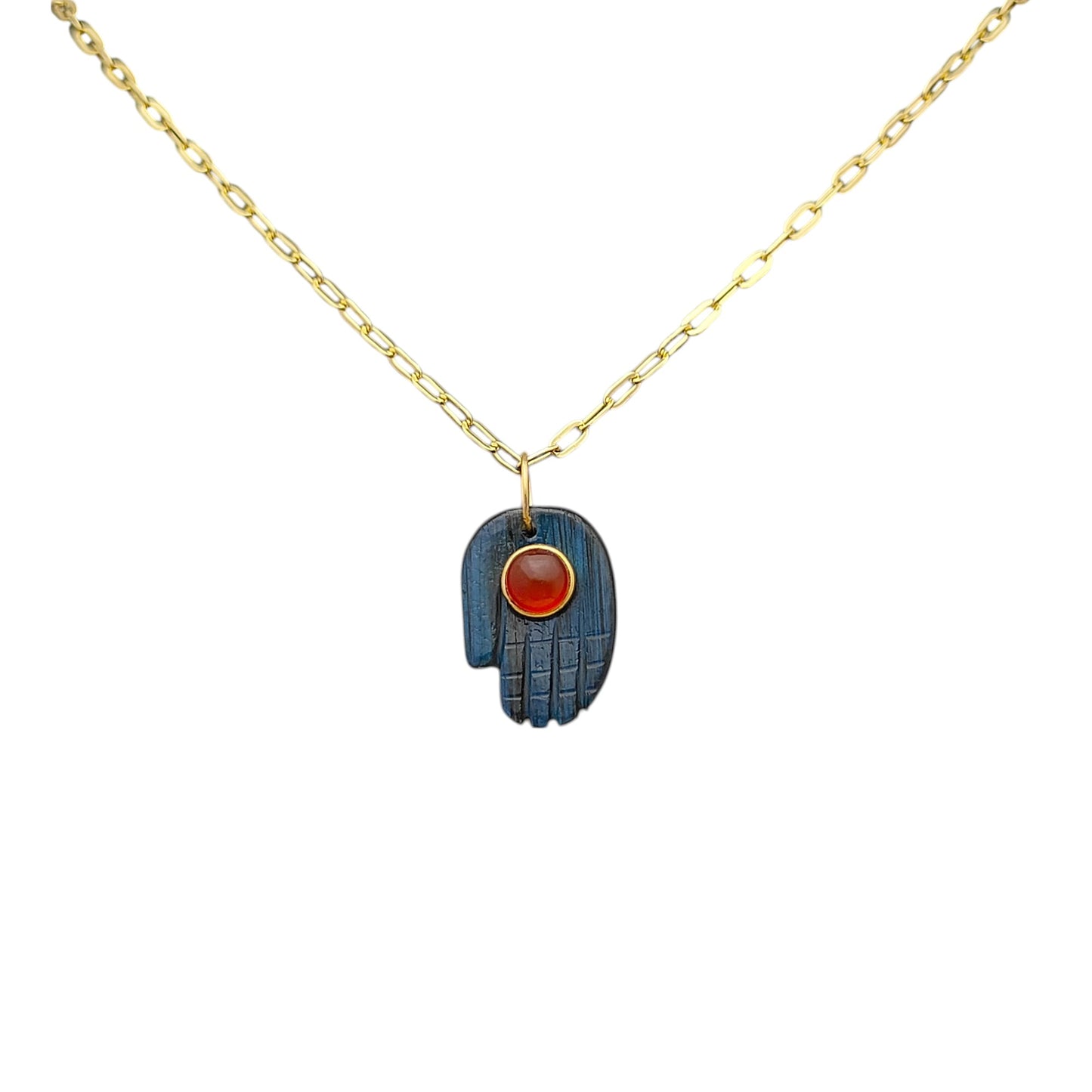 Sterling Silver Labradorite Hamsa Necklace Spiritual Evil Eye Protection Jewelry for Women
