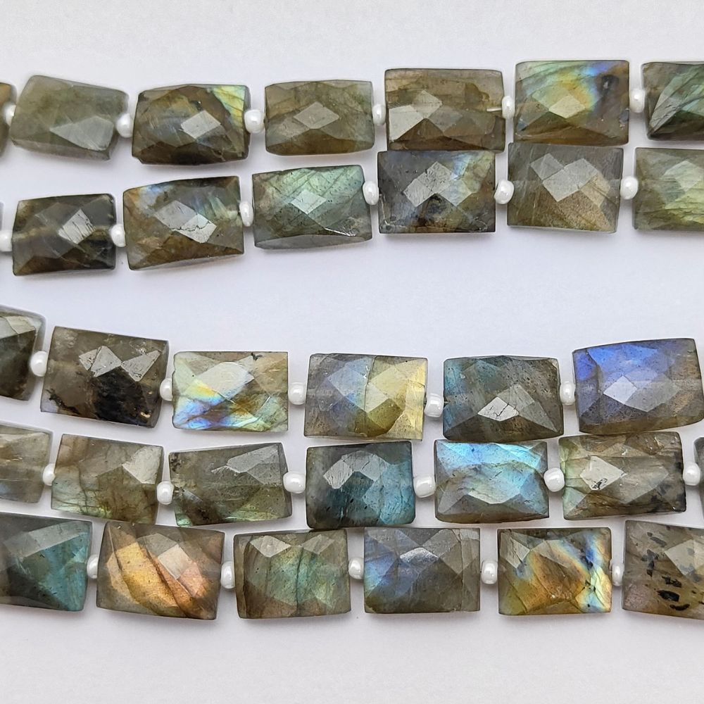 Labradorite Rectangle Beads Natural Flashy Loose Gemstones for Boho & Elegant Jewelry