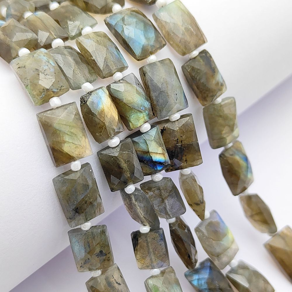 Labradorite Rectangle Beads Natural Flashy Loose Gemstones for Boho & Elegant Jewelry