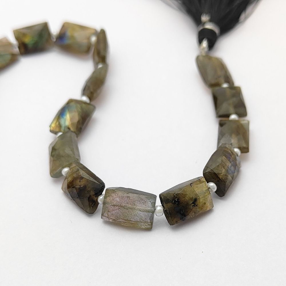 Labradorite Rectangle Beads Natural Flashy Loose Gemstones for Boho & Elegant Jewelry