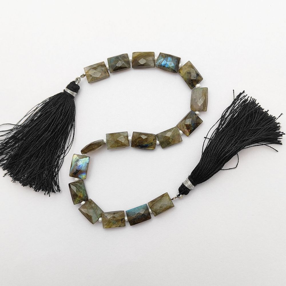 Labradorite Rectangle Beads Natural Flashy Loose Gemstones for Boho & Elegant Jewelry
