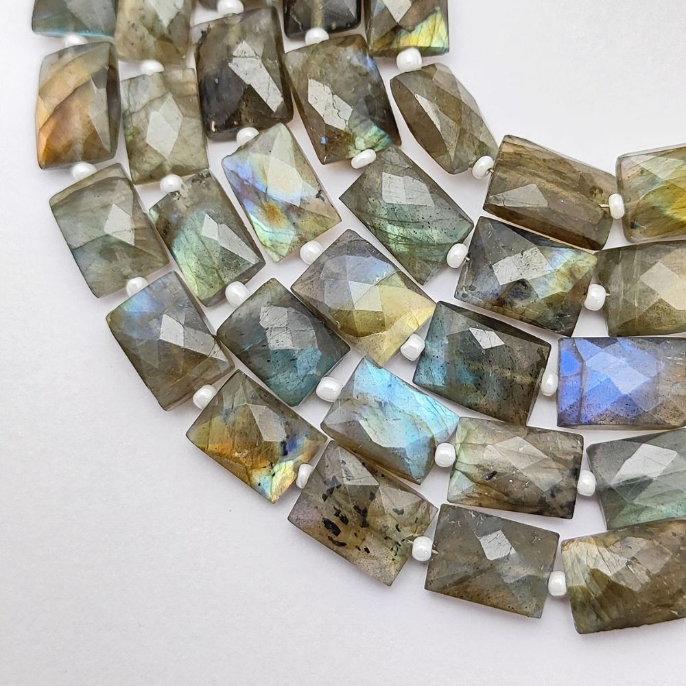 Labradorite Rectangle Beads Natural Flashy Loose Gemstones for Boho & Elegant Jewelry