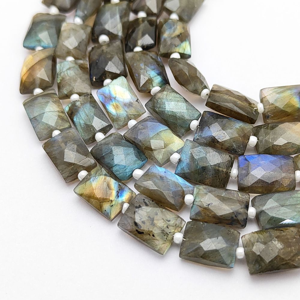 Labradorite Rectangle Beads Natural Flashy Loose Gemstones for Boho & Elegant Jewelry