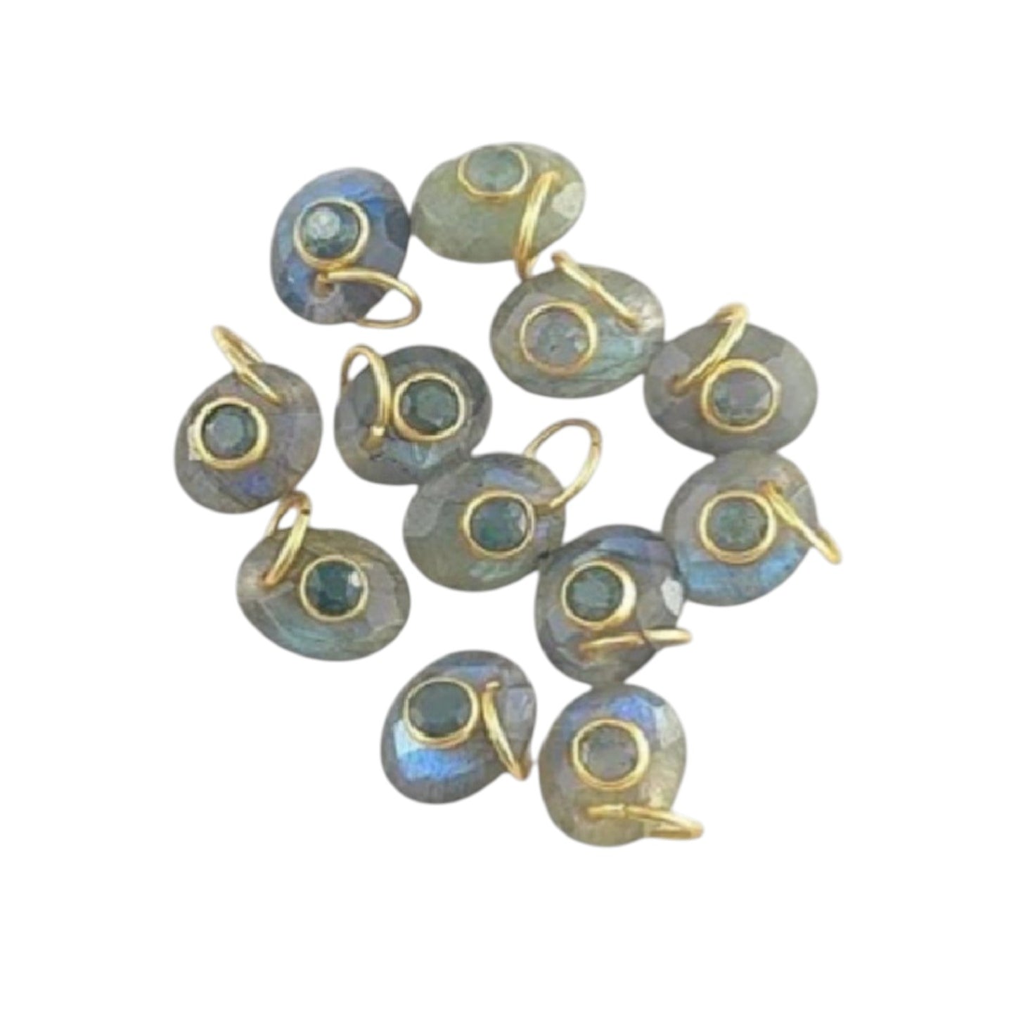 Handmade Blue Labradorite & Pyrite Pendant Gold Plated 925 Sterling Silver Gemstone Charm for DIY Jewelry Making- Selling Per Piece