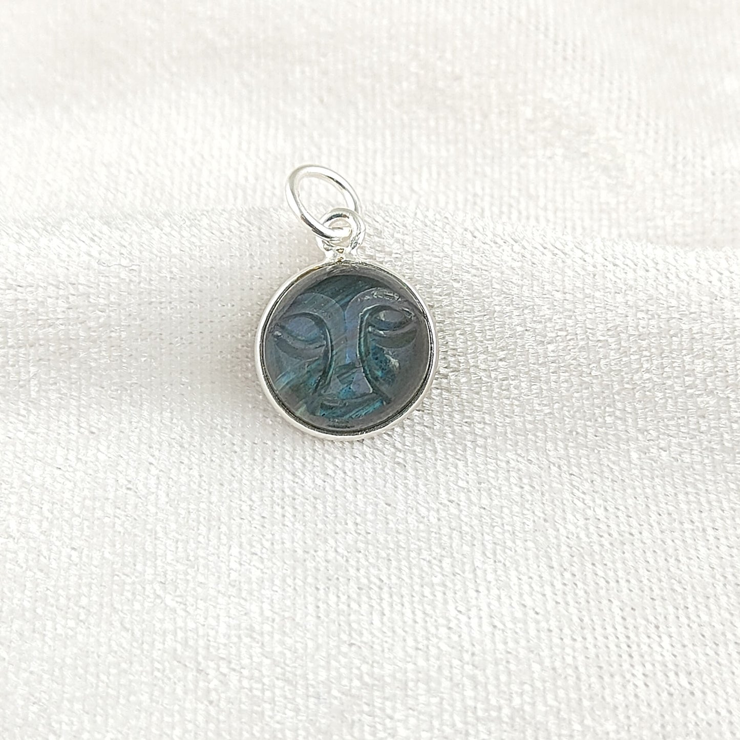 Labradorite Healing Crystal Moon Face Pendant Handmade Gold Plated 925 Sterling Silver Necklace Charm- Selling Per Piece