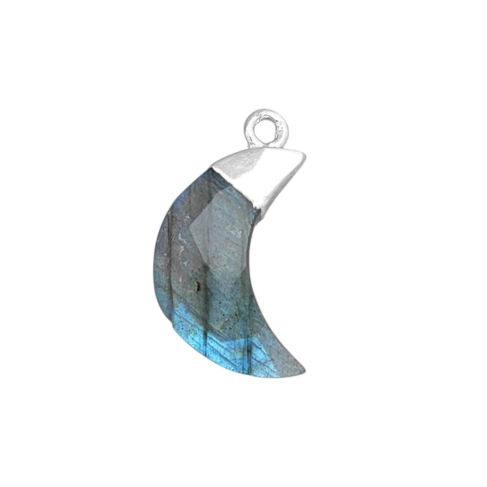 Labradorite Crescent Pendant Gold/Silver Electroplated Half Moon Gemstone Charm for Craft Making