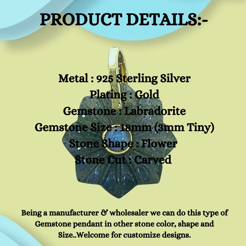 Handmade Labradorite Crystal Necklace Charm for Women