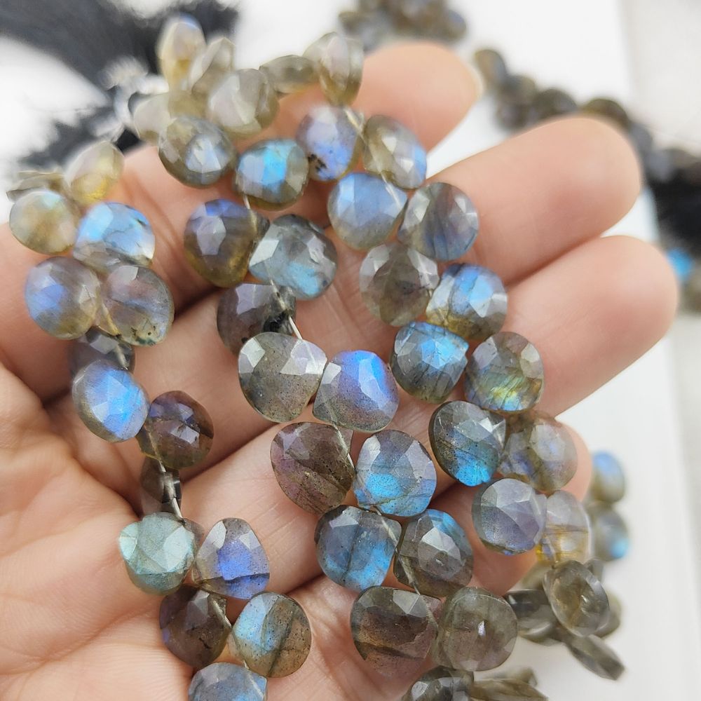 Mystic Labradorite Heart Beads – Natural Gemstones for Jewelry Designers