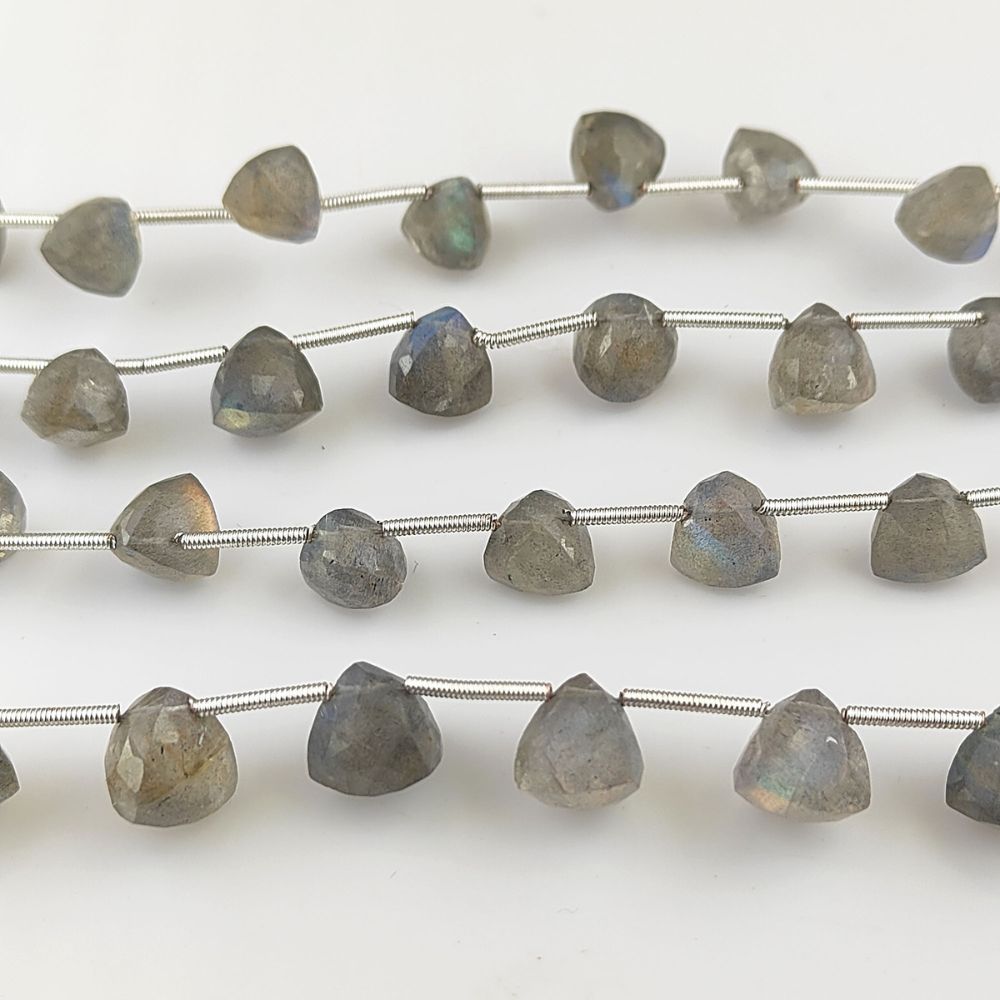 High-Quality Labradorite Faceted Beads – Trillion Cut Loose Stones