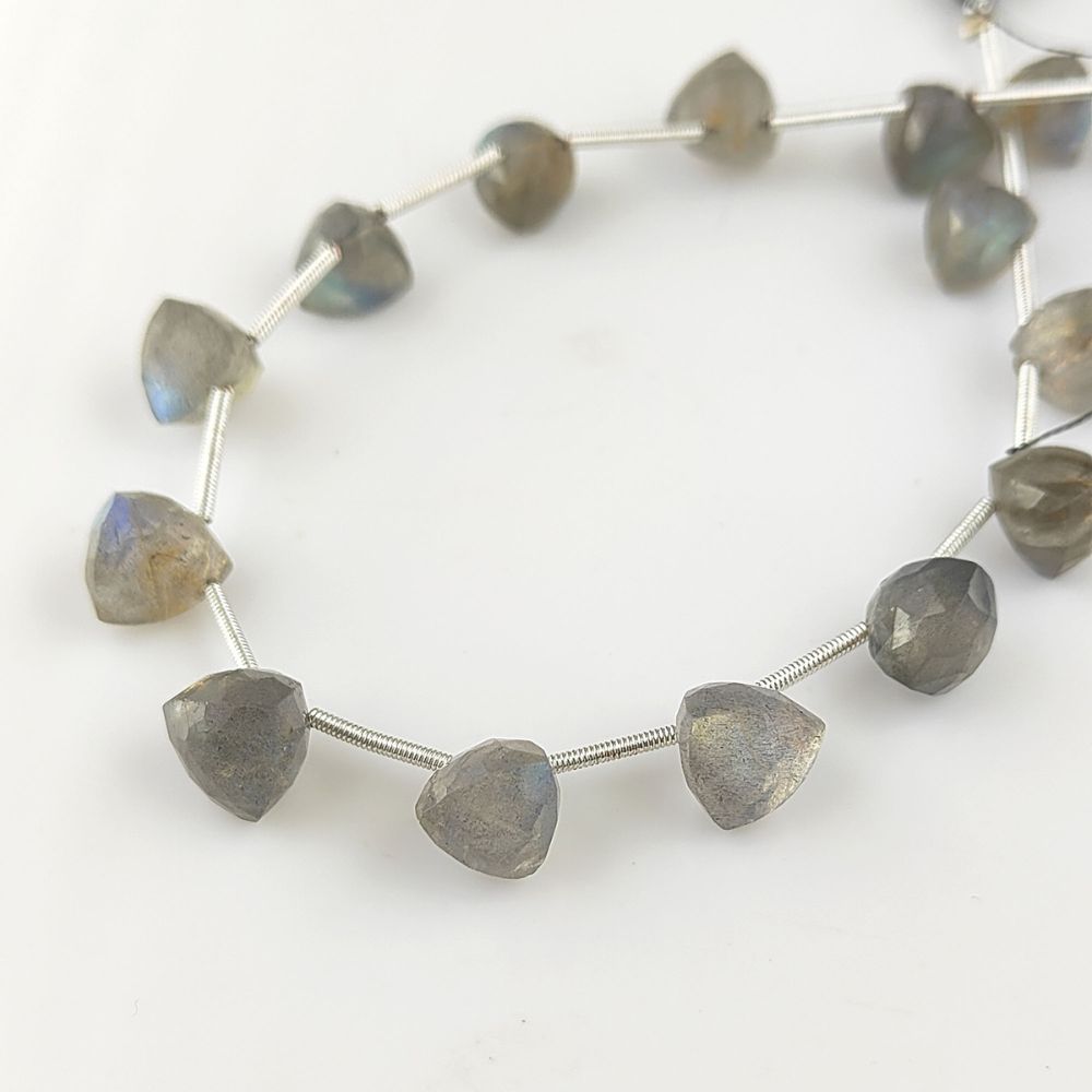 Genuine Labradorite Faceted Beads – Trillion Cut with Stunning Blue Fire
