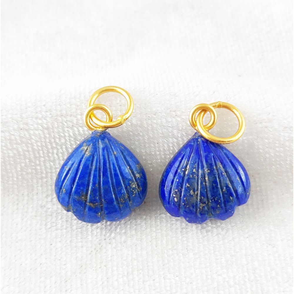 Elegant blue lapis lazuli seashell pendant crafted from gold-plated 925 sterling silver in a heart shape
