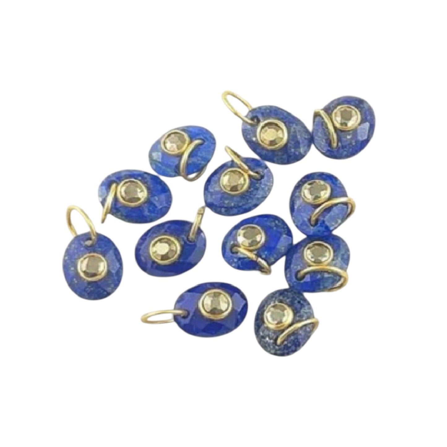 Handcrafted Double Gemstone Pendant Multi-Color Stones in Gold Plated Bezel for DIY Necklaces & Bracelets- Selling Per Piece