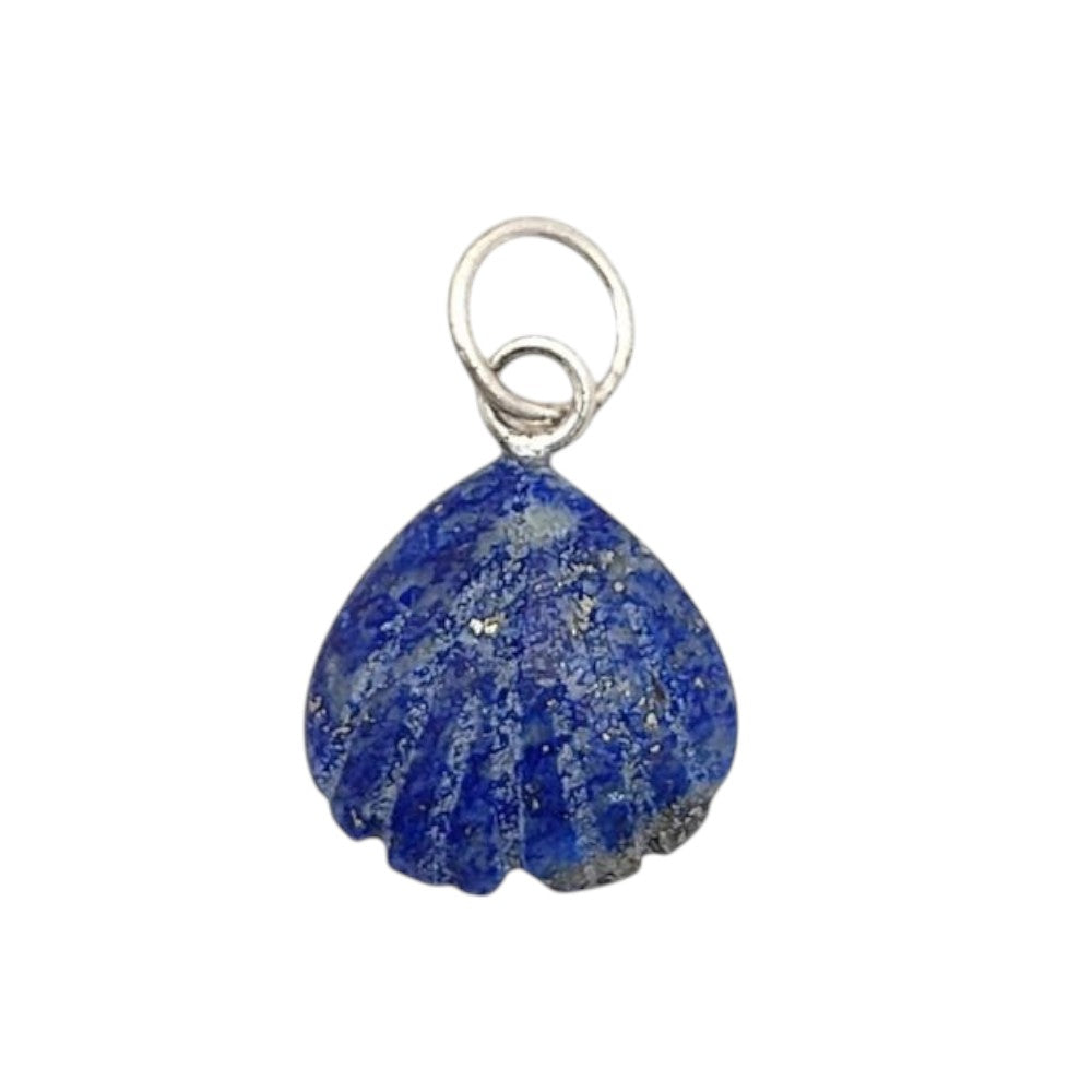 Blue Lapis Lazuli Seashell Pendant Gold Plated 925 Sterling Silver Heart Shape Gemstone Minimalist Jewelry- Selling Per Piece
