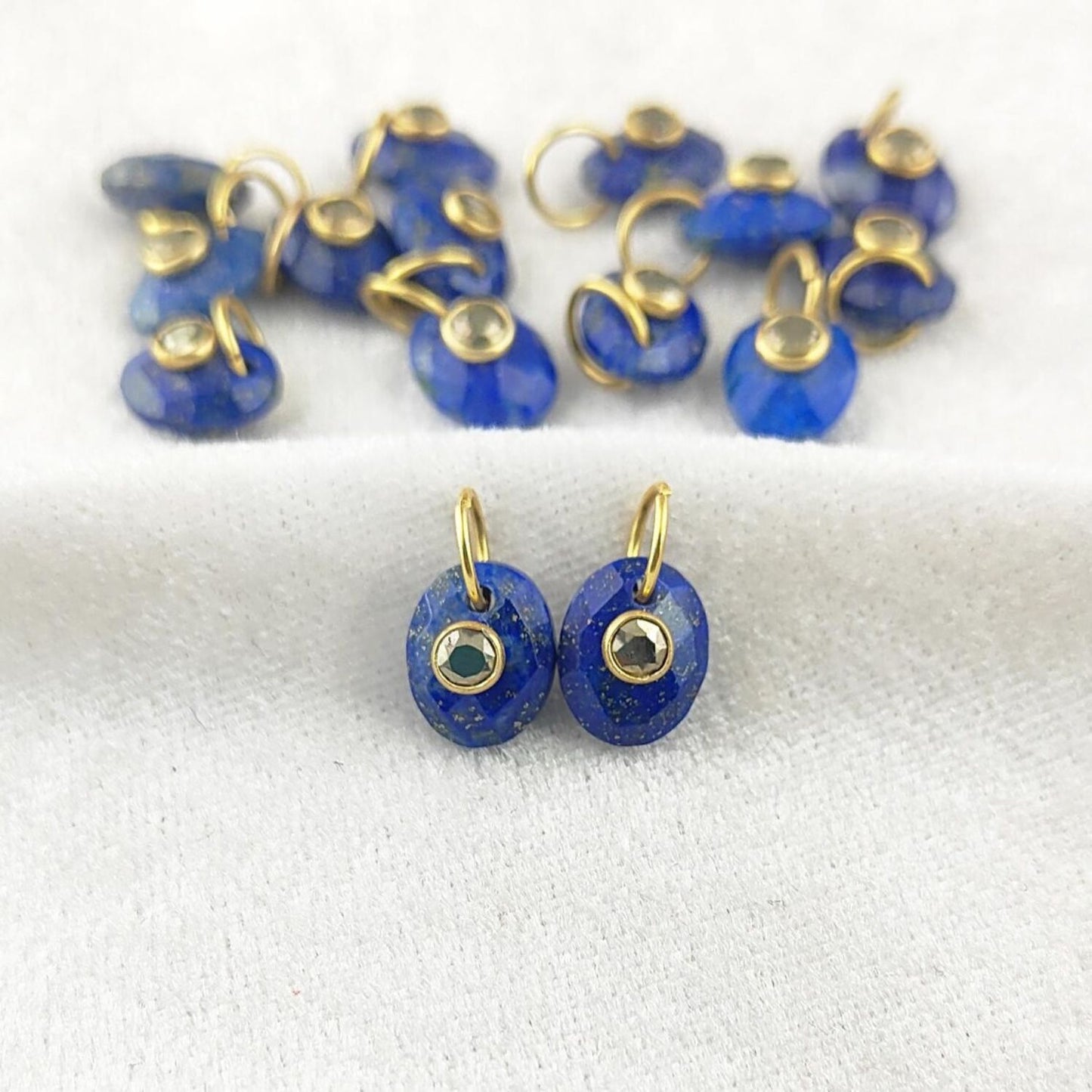 Handcrafted Double Gemstone Pendant Multi-Color Stones in Gold Plated Bezel for DIY Necklaces & Bracelets- Selling Per Piece