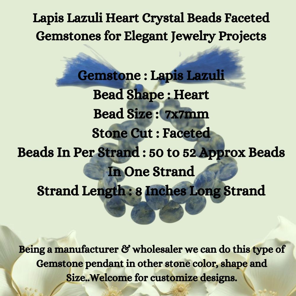 Faceted Lapis Lazuli Heart Beads – Deep Blue Gemstones for Handmade Jewelry