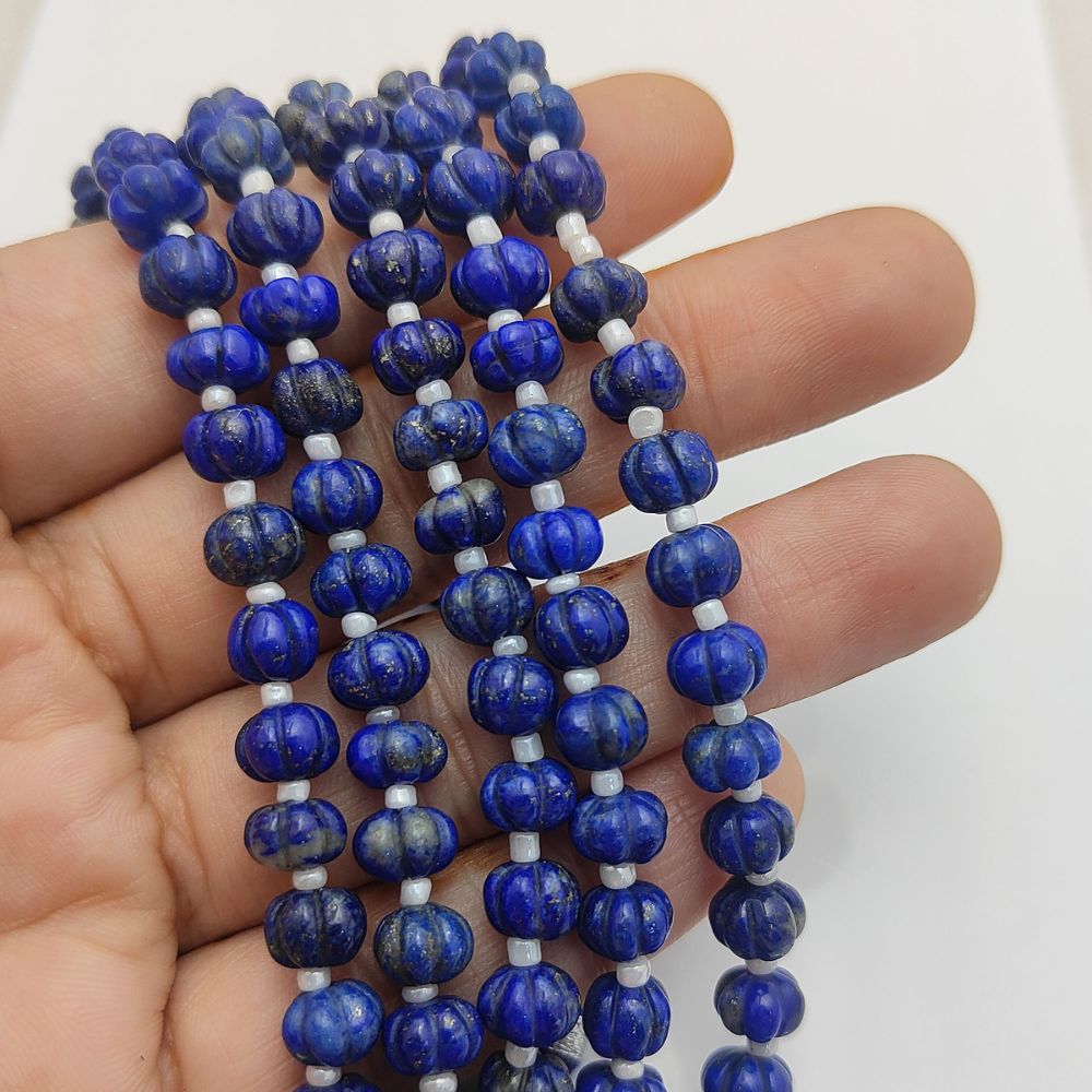 Rich Blue Lapis Lazuli Pumpkin Beads – Ideal for Elegant Handmade Jewelry Creations