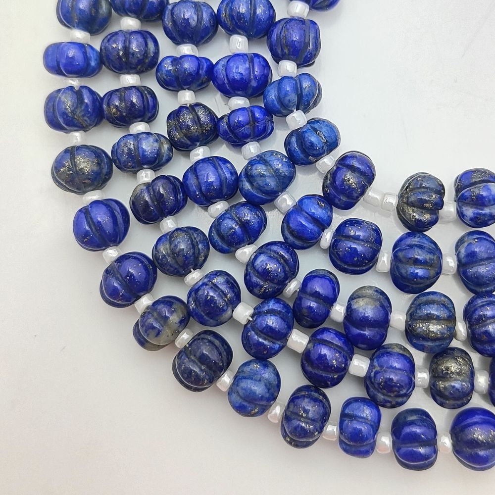Lapis Lazuli Pumpkin Gemstone Beads – Beautiful Blue Stones for DIY Jewelry Making