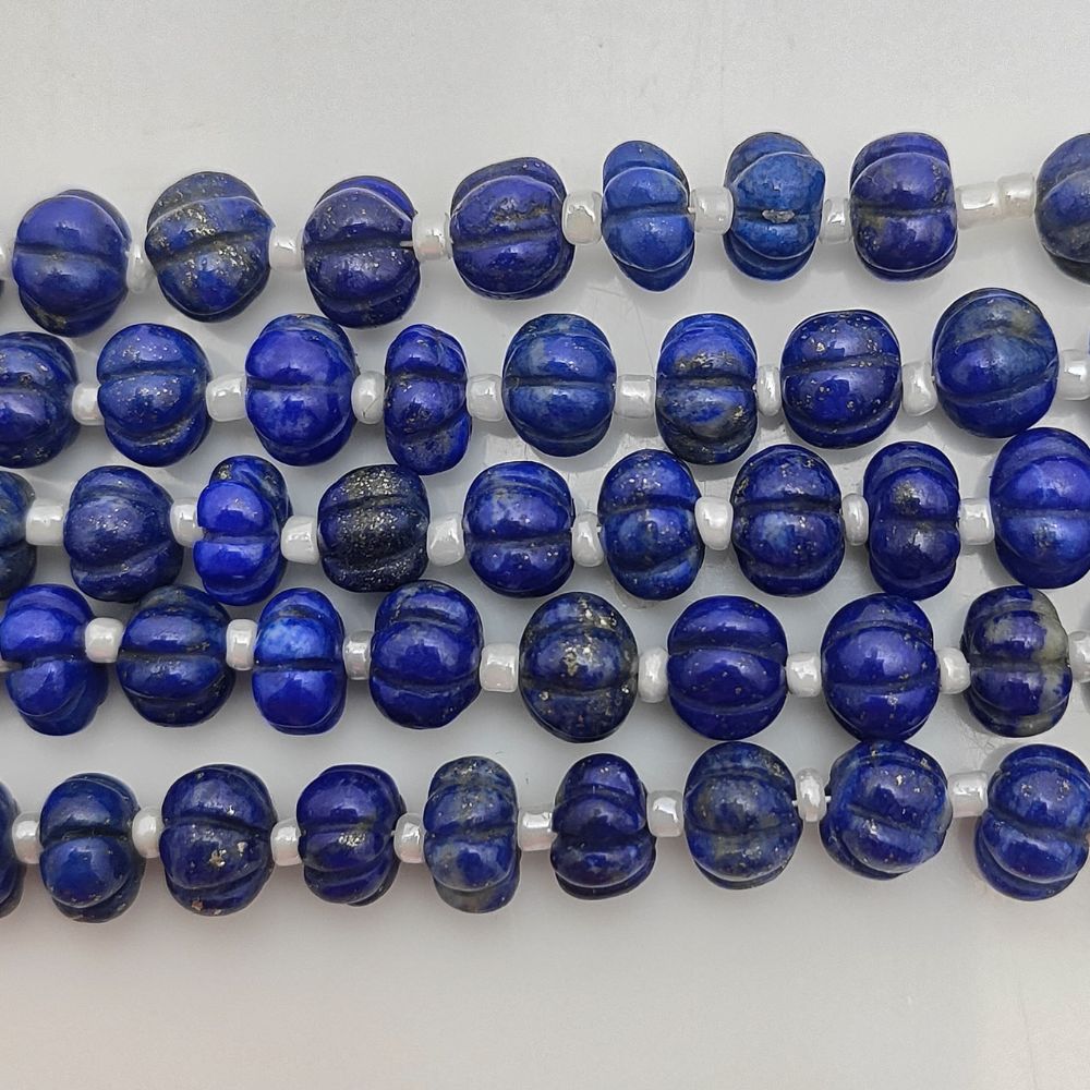 Lapis Lazuli Pumpkin Gemstone Beads – Vibrant Blue Stones for Custom Jewelry Projects