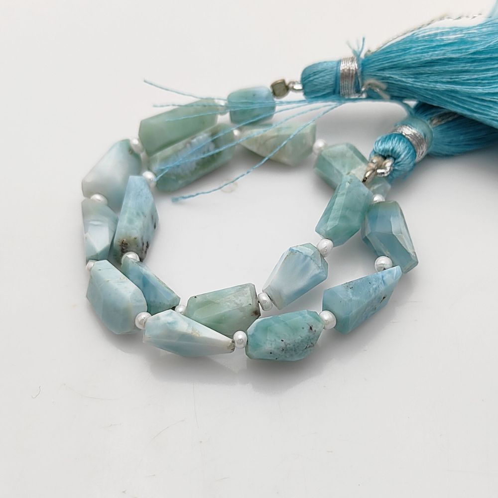 Larimar Gemstone Beads Faceted Nugget 5-12mm for Jewelry Making & Crafts