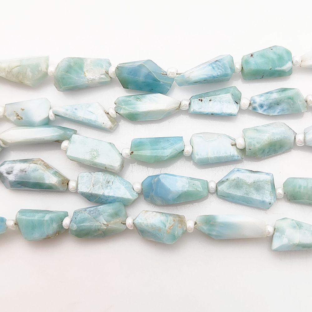 Larimar Gemstone Beads Faceted Nugget 5-12mm for Jewelry Making & Crafts