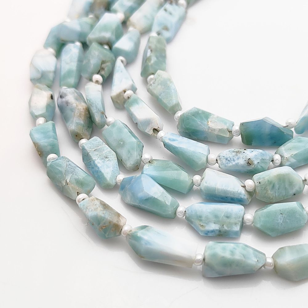 Larimar Gemstone Beads Faceted Nugget 5-12mm for Jewelry Making & Crafts
