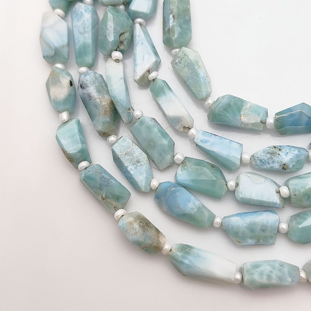Larimar Gemstone Beads Faceted Nugget 5-12mm for Jewelry Making & Crafts