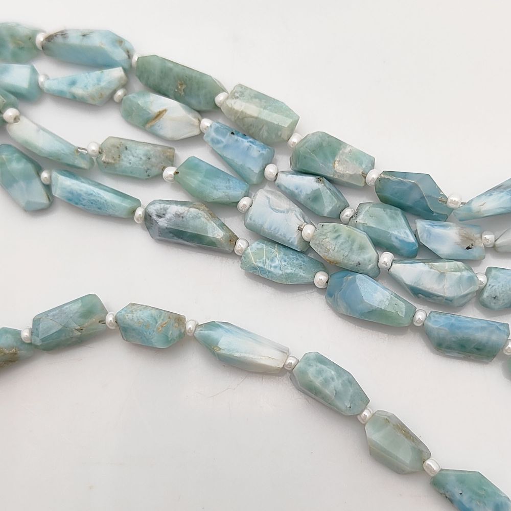 Larimar Gemstone Beads Faceted Nugget 5-12mm for Jewelry Making & Crafts