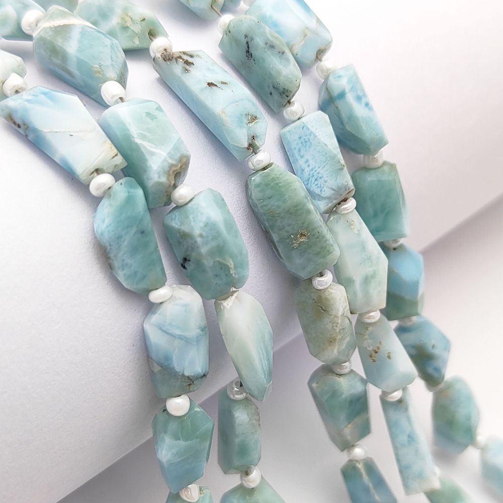 Larimar Gemstone Beads Faceted Nugget 5-12mm for Jewelry Making & Crafts