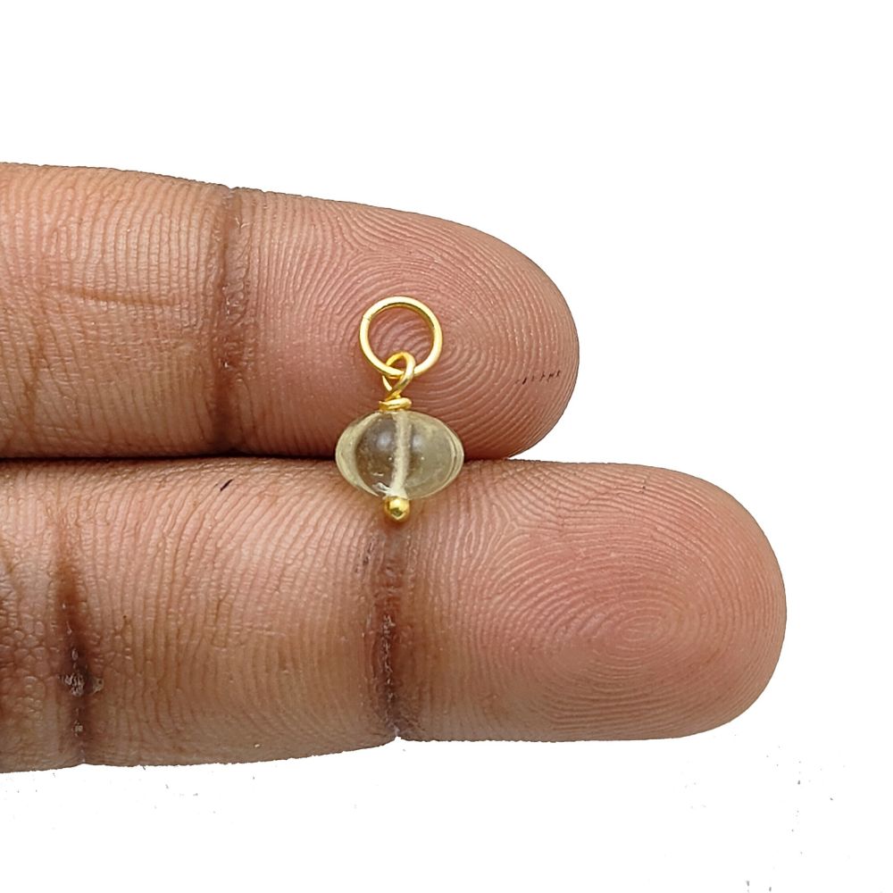 Lemon Quartz Pumpkin Bead Pendant Carved Melon-Shaped Charm for Handcrafted Jewelry Projects- Selling Per Piece