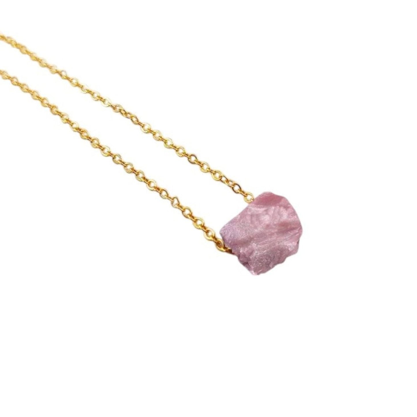 Multi Raw Gemstone Necklace with Gold Plated Adjustable Chain