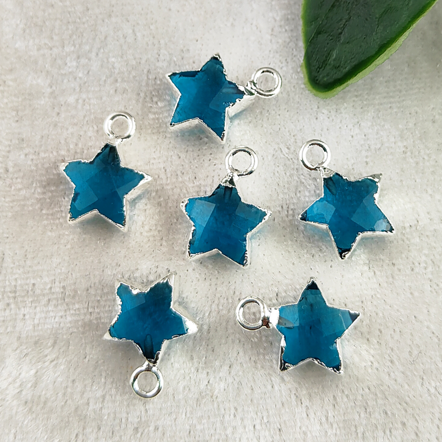 December Birthstone London Blue Topaz Gemstone Pendant Gold/Silver Electroplated Star Shape Dainty Jewelry- Selling Per Piece