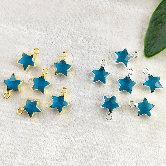 December Birthstone London Blue Topaz Star Shape Pendant - Gold Electroplated Dainty Jewelry